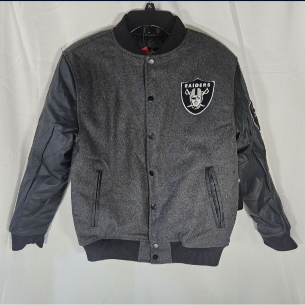 COPY - RAIDERS Gray and Black VARSITY JACKET